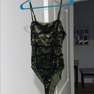 Crushed velvet camo bodysuit